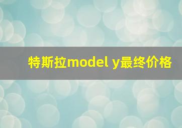 特斯拉model y最终价格